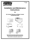 Installation And Maintenance Instructions Manual - (page 1)