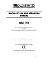 Installation And Servicing Manual - (page 1)