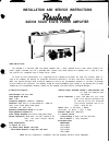Installation And Service Instructions - (page 1)