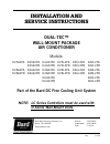 Installation And Service Instructions Manual - (page 1)