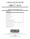 Installation Manual And Owners Manual - (page 1)
