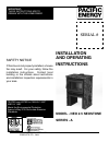 Installation And Operating Instructions Manual - (page 1)