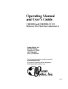 Operating Manual And User Manual - (page 1)