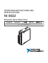 Operating Instructions And Specifications - (page 1)