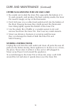Use & Care Instructions Manual - (page 15)