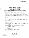 Use And Care Manual And Installation Instructions - (page 1)